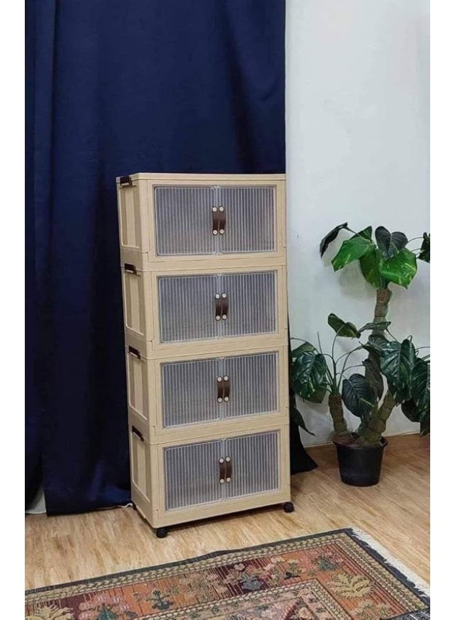 Multi-purpose foldable plastic wardrobe – 5 tiers with wheels for easy movement (5 tiers) - Image 2